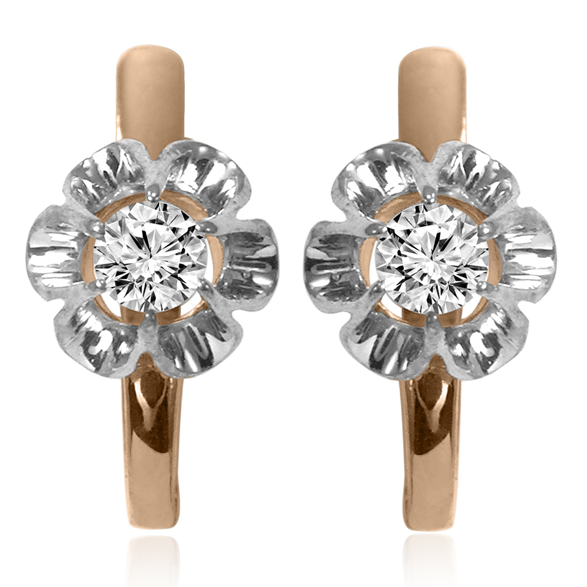 14k Gold Russian Style Diamond Earrings