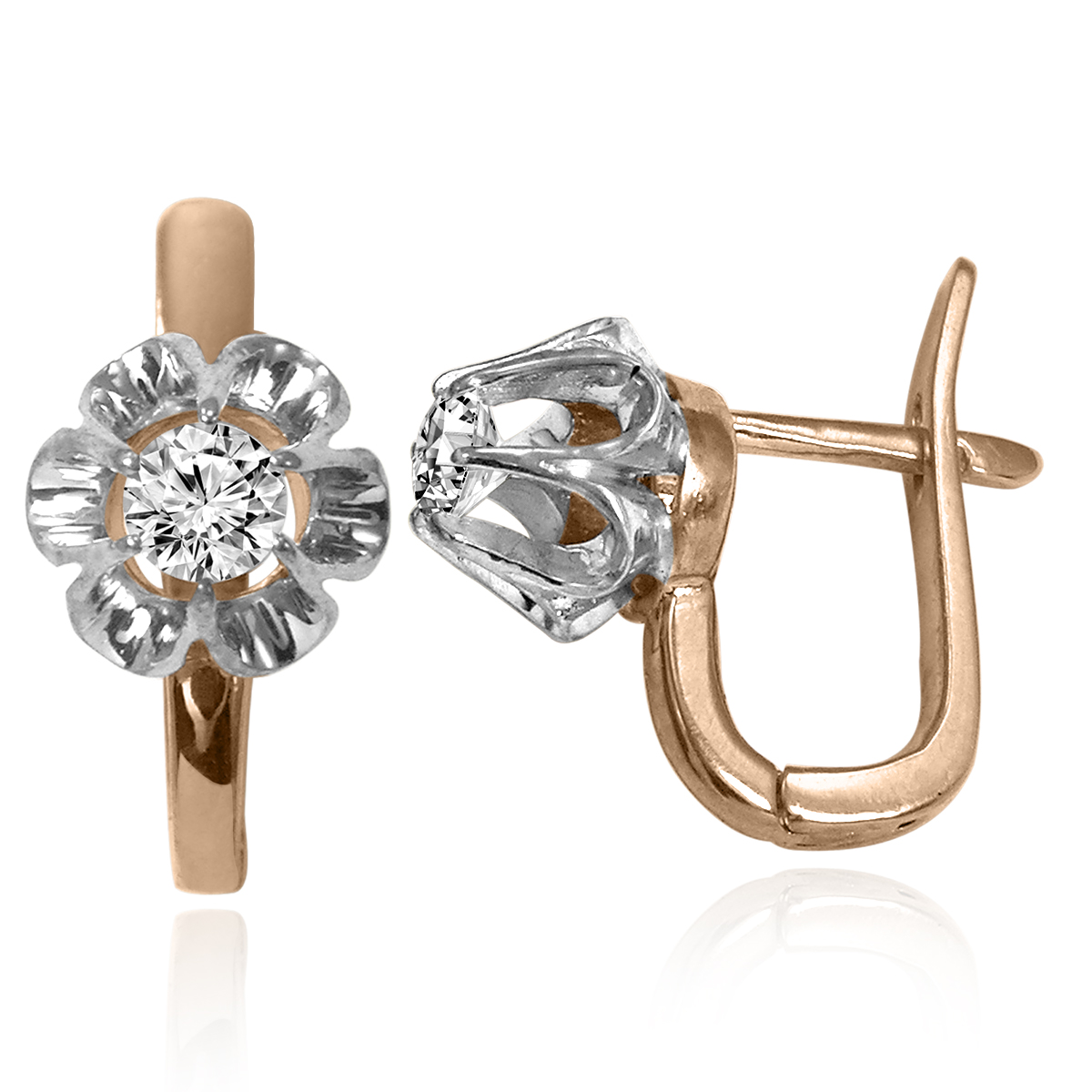 14k Gold Russian Style Diamond Earrings