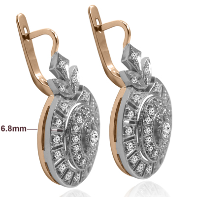 14K Rose & White Gold Russian Style Earrings