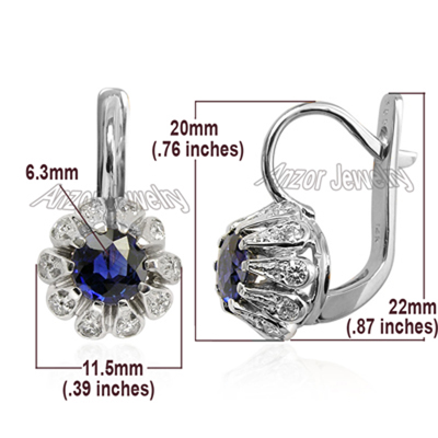Russian Style Earrings Sapphire Diamond 14k Gold