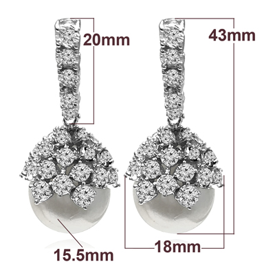 14k Gold Diamond Fresh Water Pearl Earrings