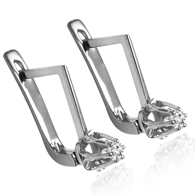 Russian Style Diamond Earrings 14K GOLD