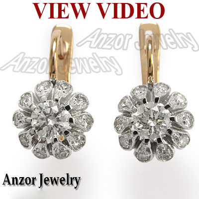 Russian Style Diamond Earrings Semi-Mount 14k