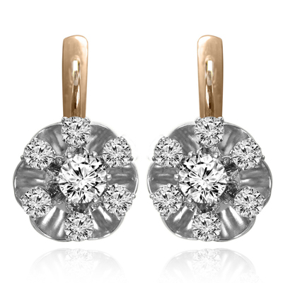 Russian Style Genuine Diamond Earrings 585