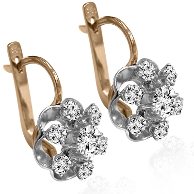 Russian Style Genuine Diamond Earrings 585