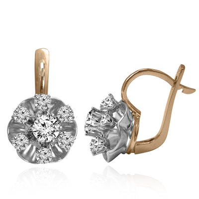 Russian Style Genuine Diamond Earrings 585