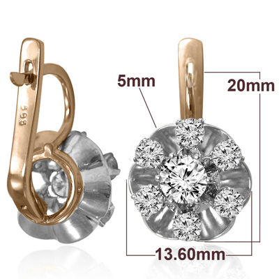 Russian Style Genuine Diamond Earrings 585