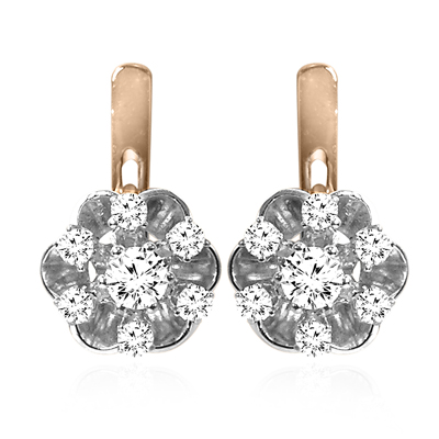 Russian Style Diamond flower Earrings 14k 585