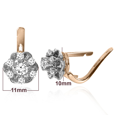 Russian Style Diamond flower Earrings 14k 585