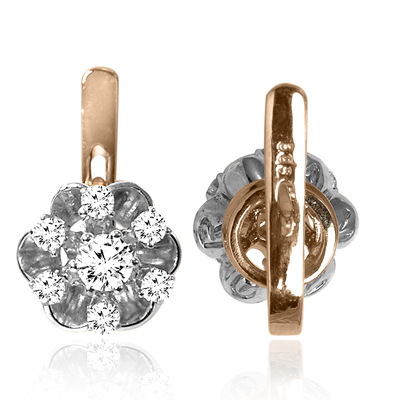 Russian Style Diamond flower Earrings 14k 585
