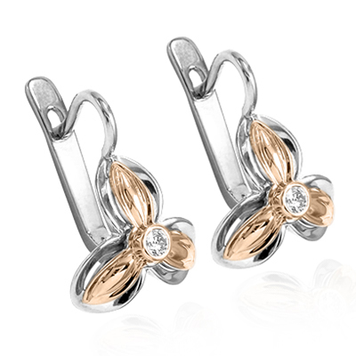 Russian Vintage Style Earrings 14k gold
