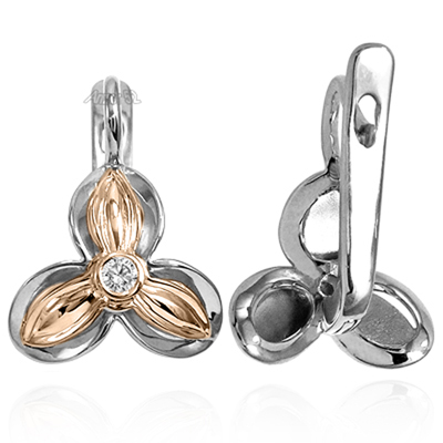 Russian Vintage Style Earrings 14k gold
