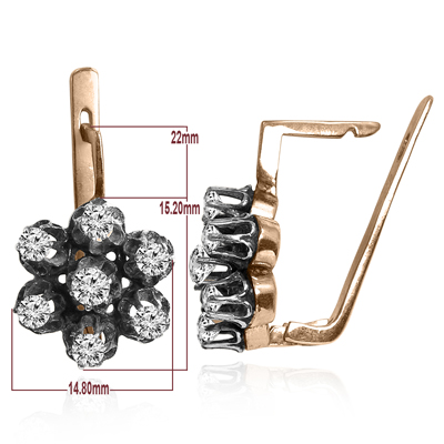 Russian Style Diamond Earrings 14k