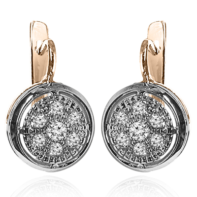 Tarelka style Diamond Earrings 14k Gold 585