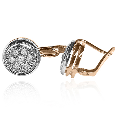 Tarelka style Diamond Earrings 14k Gold 585