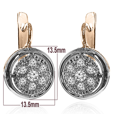 Tarelka style Diamond Earrings 14k Gold 585