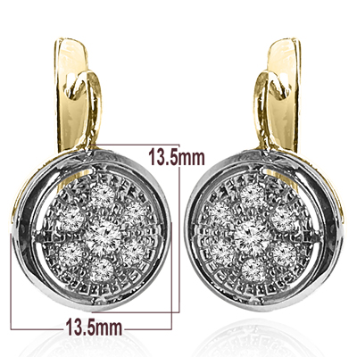 European Style Diamond Earrings 14k Gold 585