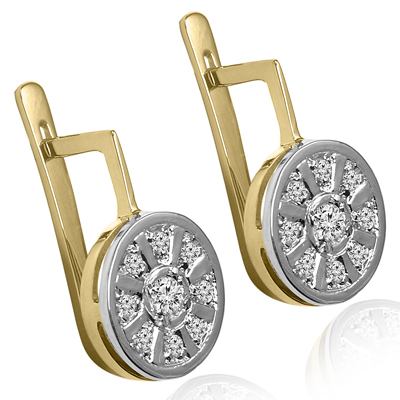 Russian Style Diamond Earrings 14k Gold 585