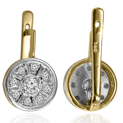 Russian Style Diamond Earrings 14k Gold 585