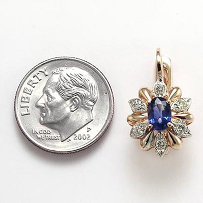 Russian Style Diamond Sapphire Earrings 14k