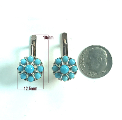 Russian Style Turquoise Earrings malinka 585