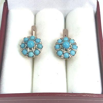 Russian Style Turquoise Earrings malinka 585