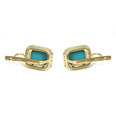 14k Gold Russian Style Turquoise Earrings 585