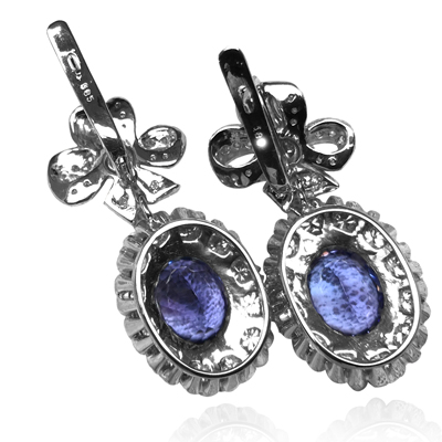 Russian Style Tanzanite & Diamond Earrings 14K