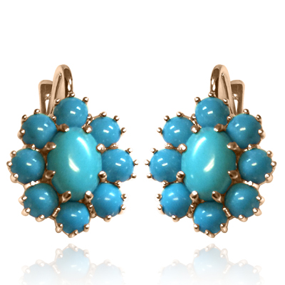 Russian Style Turquoise Earrings malinka 585