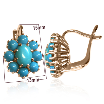 Russian Style Turquoise Earrings malinka 585