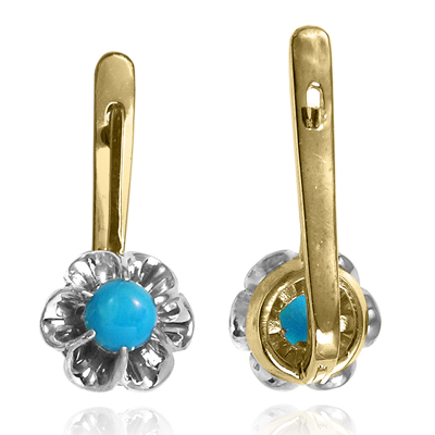 Russian Style Genuine Turquoise Earrings 585