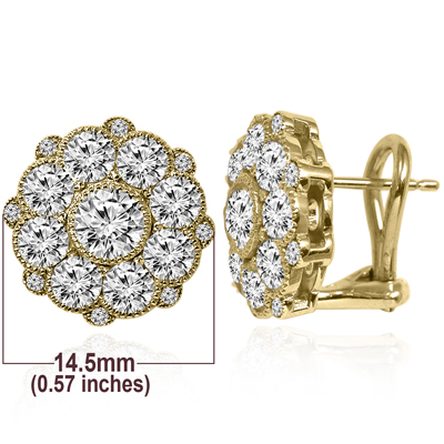 14k Yellow Gold Design Diamond Earrings