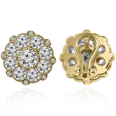 14k Yellow Gold Design Diamond Earrings
