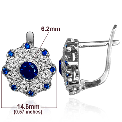 Russian Style Sapphire & Diamond Earrings 14k gold