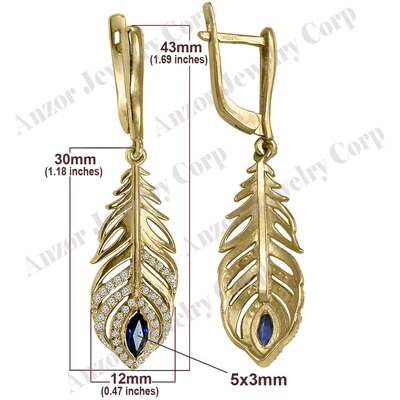14K Gold Sapphire & Diamond Dropping Earrings