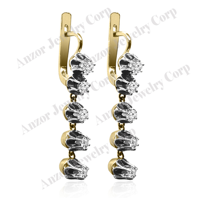 Vintage Style Diamond dangle Earrings 585