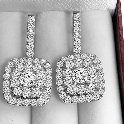 14k Gold Genuine Diamond Russian Style Earrings