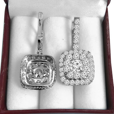 14k Gold Genuine Diamond Russian Style Earrings