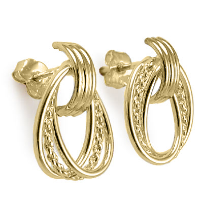 14k solid yellow Gold Oval Loop Earrings