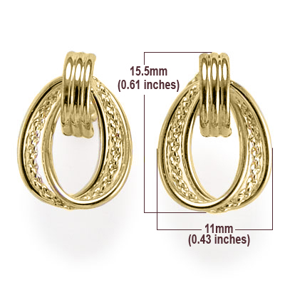 14k solid yellow Gold Oval Loop Earrings