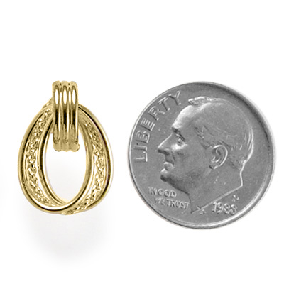 14k solid yellow Gold Oval Loop Earrings
