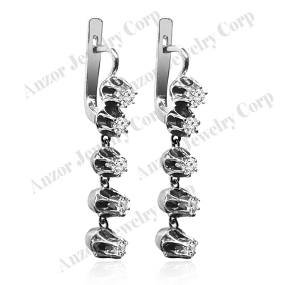 Russian Vintage Style Diamond dangle earrings
