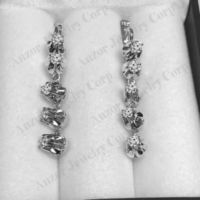 Russian Vintage Style Diamond dangle earrings