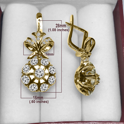 Russian Style flower Diamond Earrings 14k