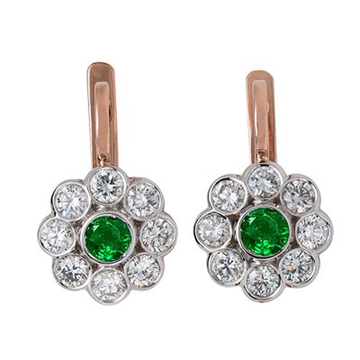 14k Gold Diamond Earrings Russian Jewelry