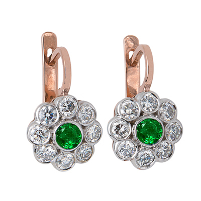14k Gold Diamond Earrings Russian Jewelry