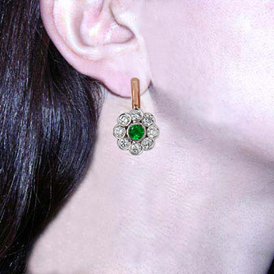 14k Gold Diamond Earrings Russian Jewelry