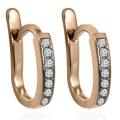 14k Gold Genuine Diamond Russian Style Earrings