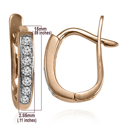 14k Gold Genuine Diamond Russian Style Earrings