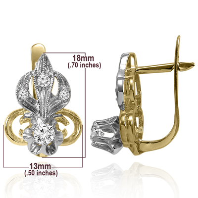 Russian Vintage Style diamond earrings 585